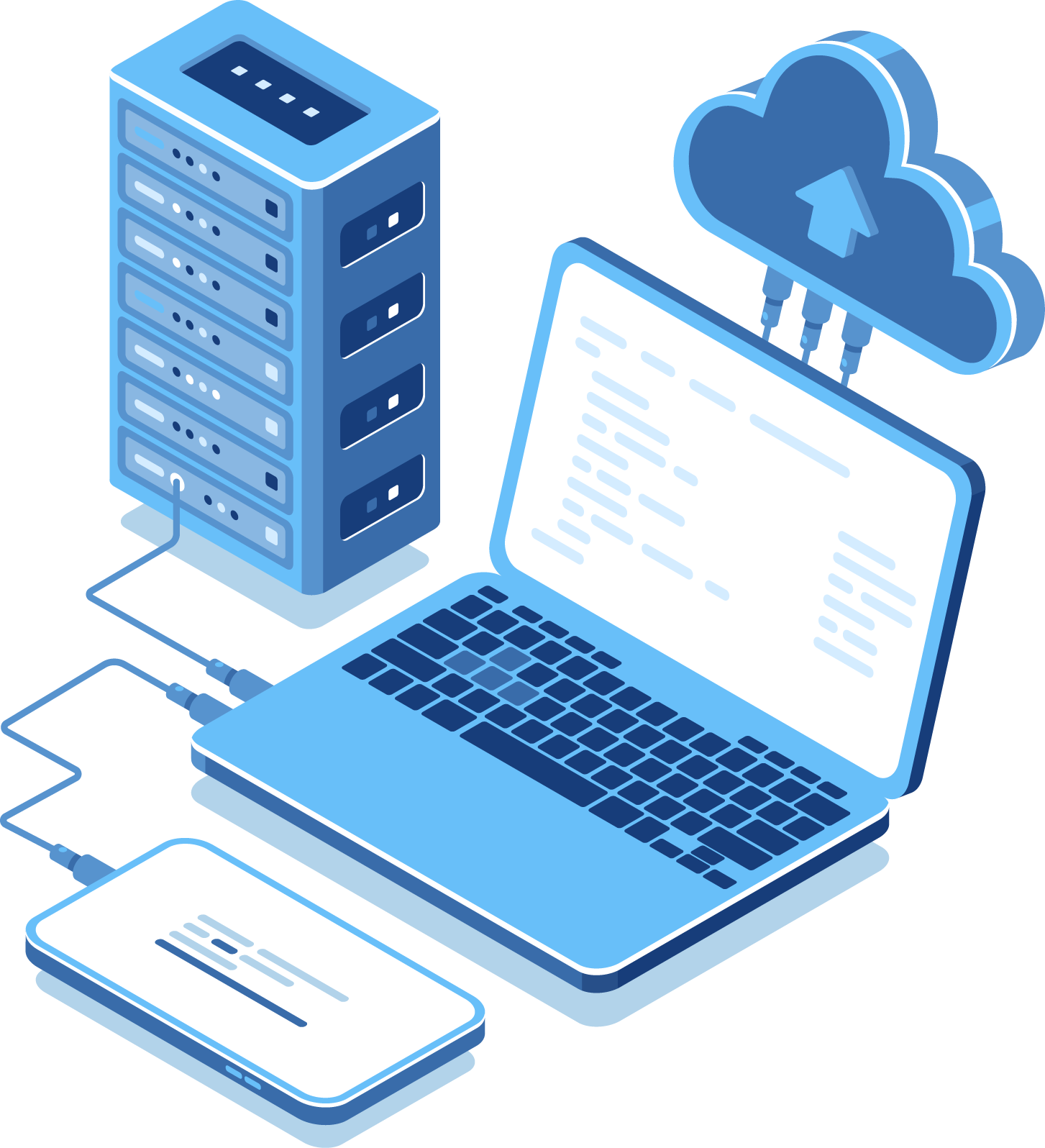 blue laptop and nas to cloud